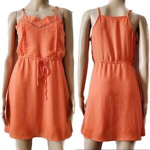 Paper Crane By Anthropologie Women's V-Neck Sleeveless Short Dress Orange Small